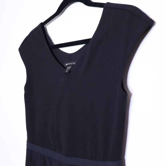 ATHLETA Ryder Dress Black Midi Length A-Line Cut Out Back Casual Women's S Tall - Picture 5 of 15